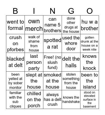 delt Bingo Card