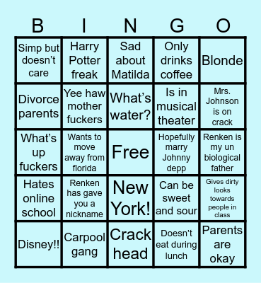 Alex’s Bingo Card