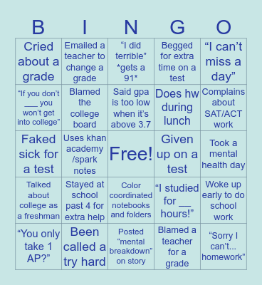 AP Kid Bingo Card