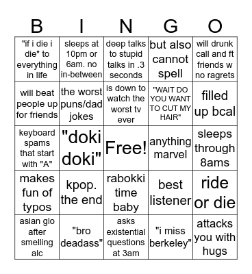 christina ji bingo time baby Bingo Card