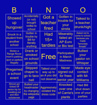 BT Bingo Card