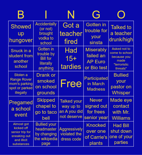 BT Bingo Card