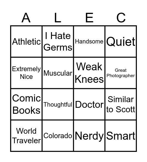 We Love Alec Bingo! Bingo Card