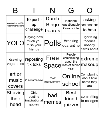 Stupid stuff you've seen on your Story Bingo Card