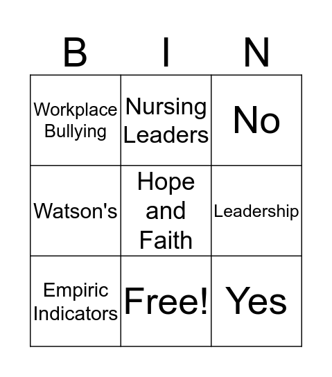 Caring Leadership Model Bingo! Bingo Card