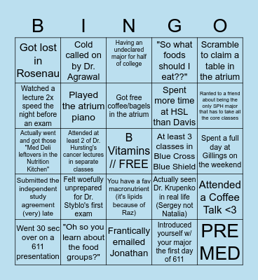 BSPH NUTR BINGO Card