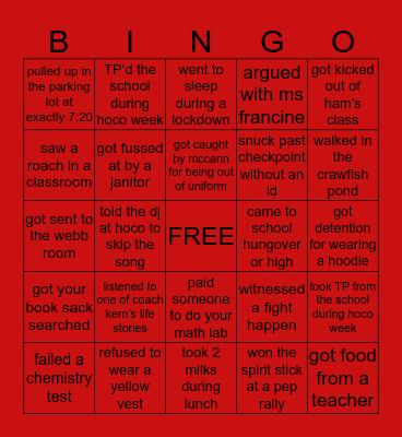 AHS Bingo Card