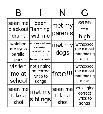 madison Bingo Card