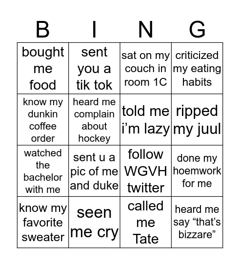 TATUM Bingo Card