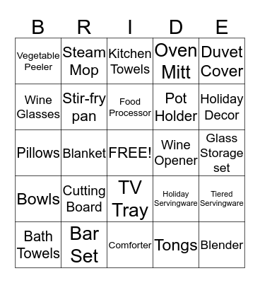 Lauren's Bridal Shower Bingo Card