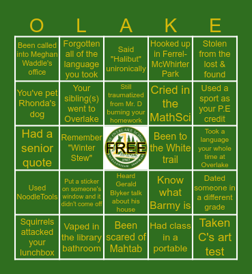 Overlake Class of '18 Bingo Card