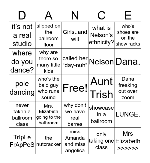 Shall We.. Bingo Card