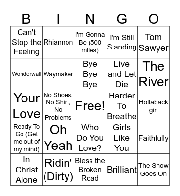 Music Bingo Card