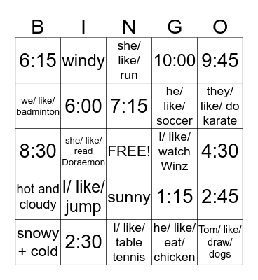 REVISION Bingo Card