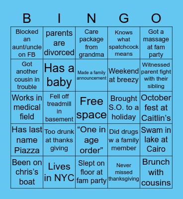 PIAZZA BINGO Card