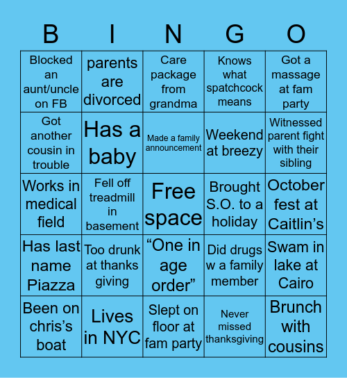 PIAZZA BINGO Card