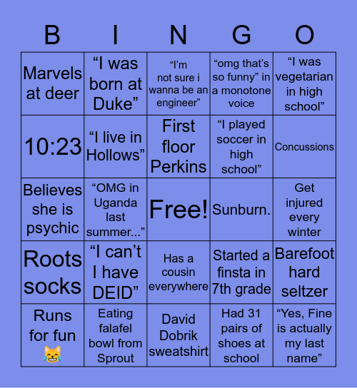 Alex Fine Bingo Card