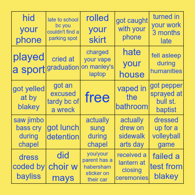 Habersham Bingo Card