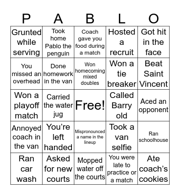 Geneva Tennis Bingo Card