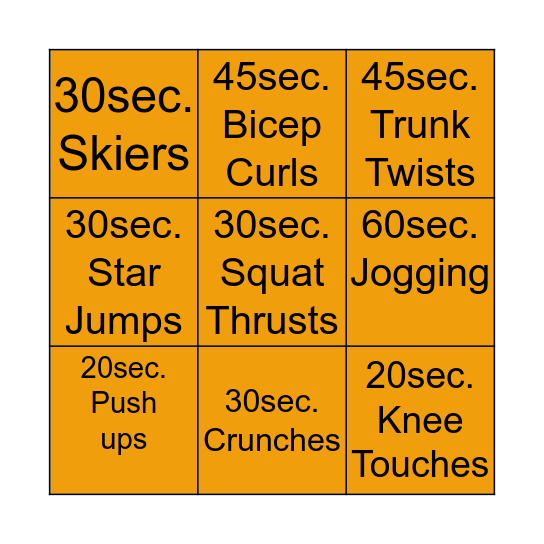 FITNESS BINGO Card
