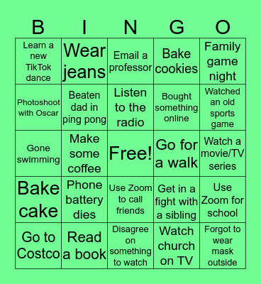 Sork Quarantine Bingo! Bingo Card