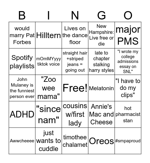 Maisie Cook Bingo Card