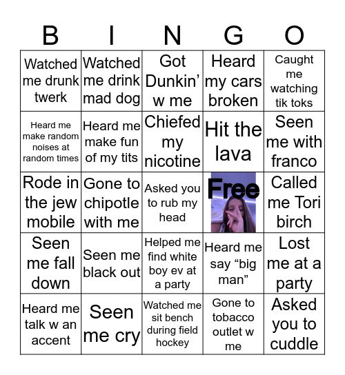 Tori’s Bingo game bitches Bingo Card