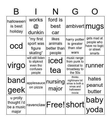 bris bingo Card