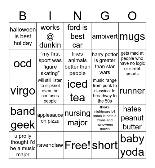 bris bingo Card