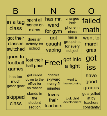 Gateway High School 🐊 Bingo Card