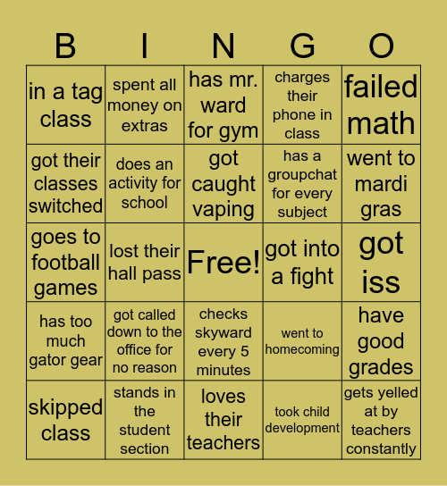 Gateway High School 🐊 Bingo Card