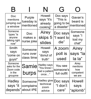 Class of 2021 (hopefully) BINGO Card