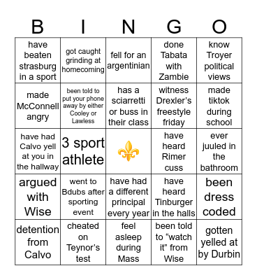 ⚜️ T C C ⚜️ Bingo Card