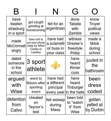 ⚜️ T C C ⚜️ Bingo Card