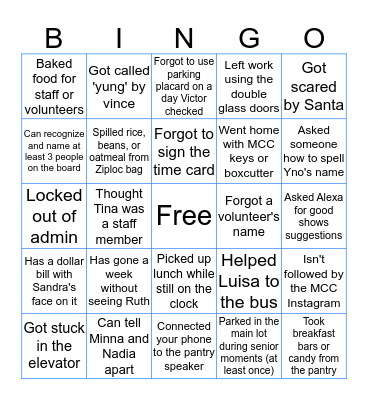 MCC Bingo Card