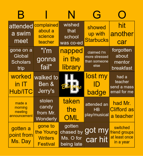 HB BLAZER Bingo Card