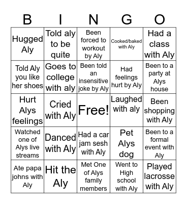 Aly Holland Bingo Card