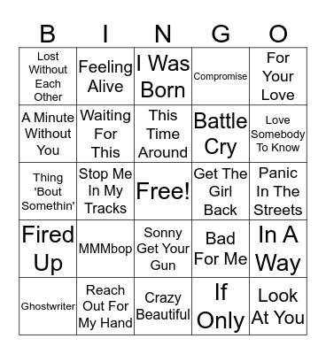 Hanson Bingo Card
