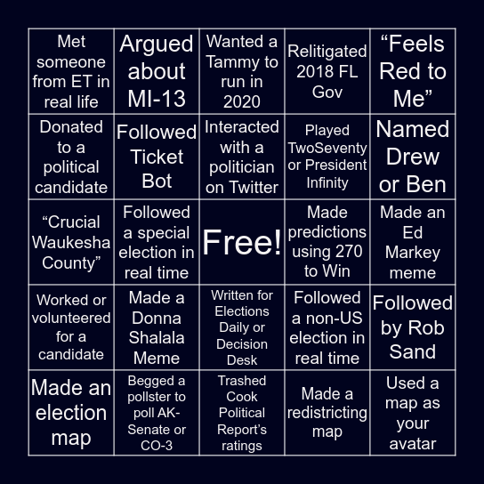 Election Twitter Bingo Card