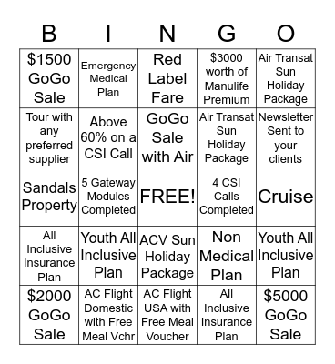 Product Bingo Card