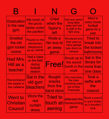 HG: Benton Bingo Card
