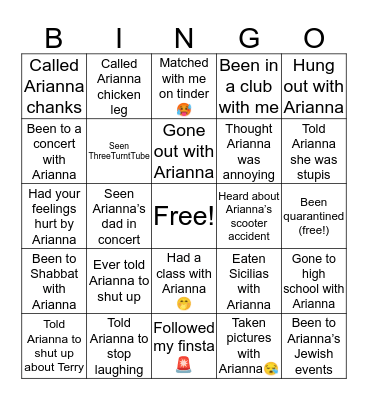 ARIANNA Bingo Card