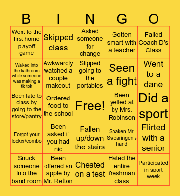 Creek Bingo Card