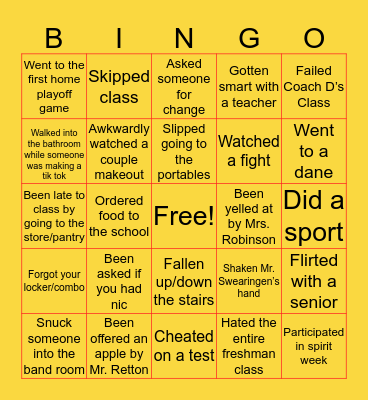 Creek Bingo Card