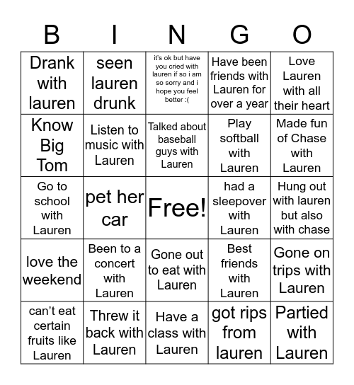 BRANDY’S Bingo Card