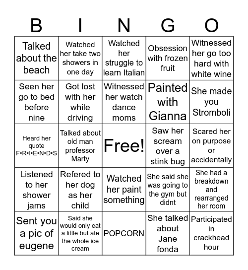 All about Gi Bingo Card