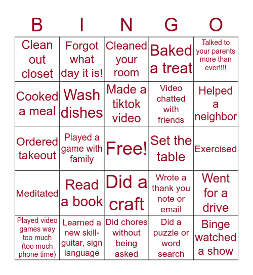 Wildcat Bingo Card