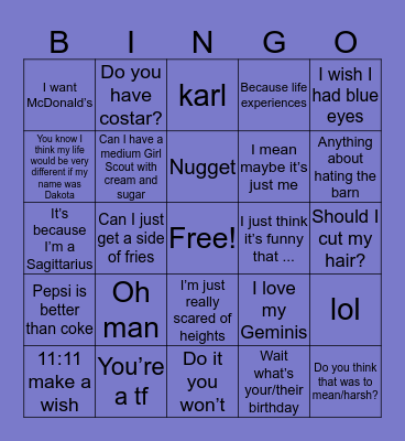 Heard Bev say ... Bingo Card