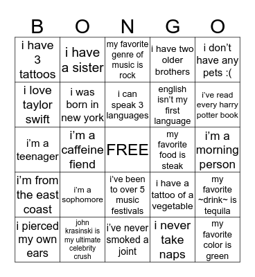 BIGGIE BINGO Card