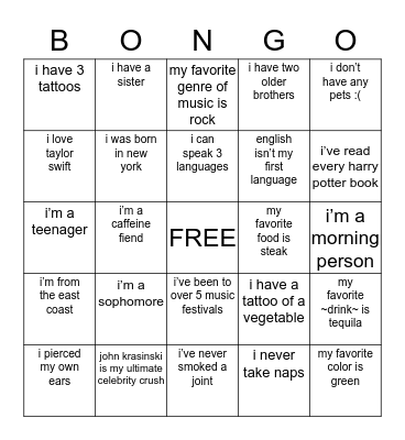 BIGGIE BINGO Card